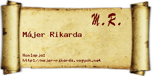 Májer Rikarda névjegykártya